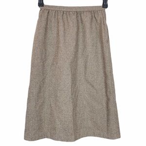 Tanjay Skirt Women 10 Brown Wool Blend Chevron Knit A-Line Midi Pockets Career
